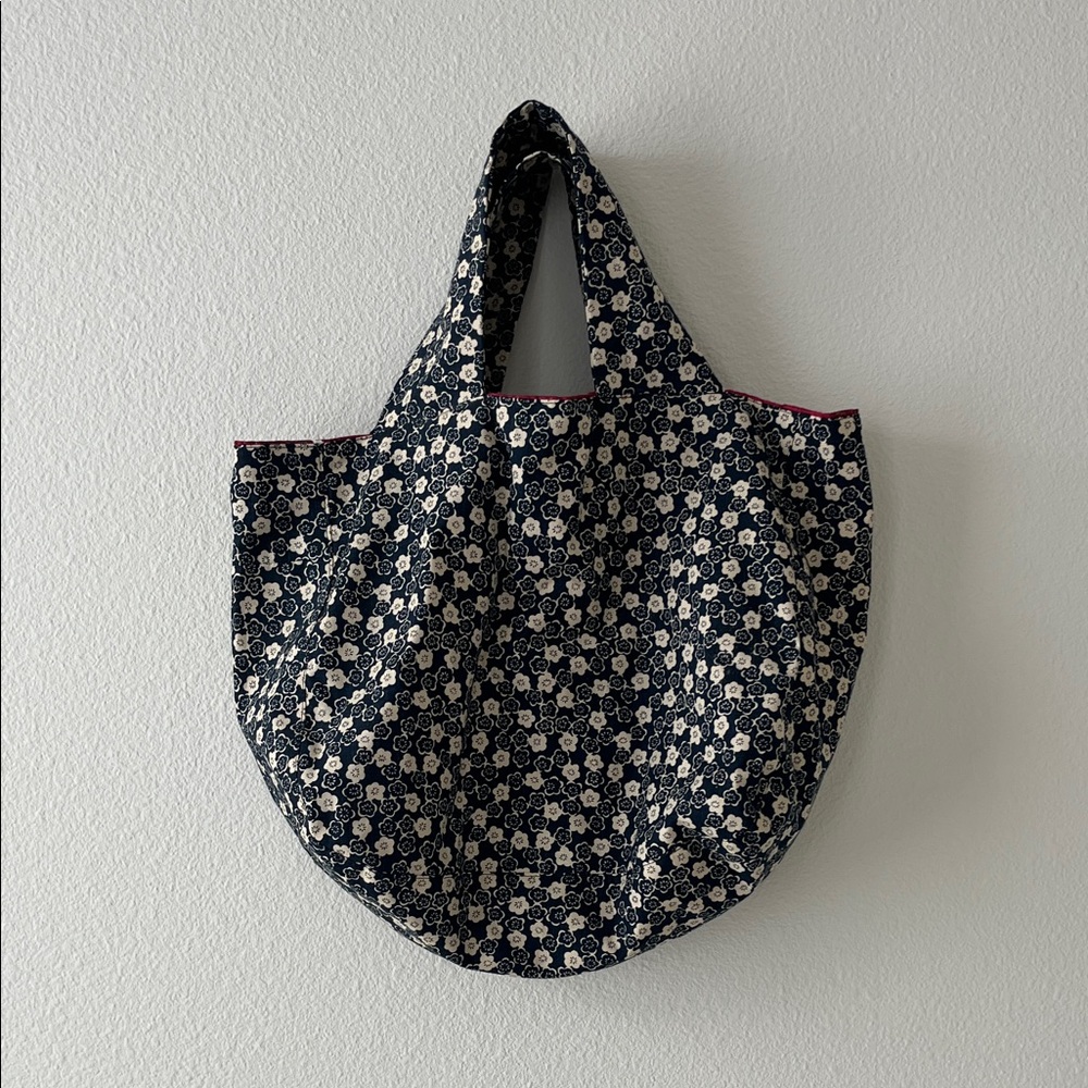 Navy Floral Tote Bag